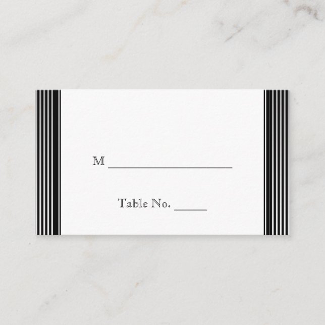 Art Deco Black White Stripe Wedding Place Cards (Front)