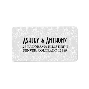Art Deco Black White Wedding Address Label
