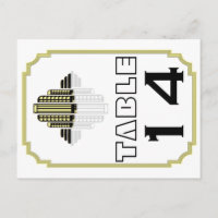 Art Deco black yellow wedding table number
