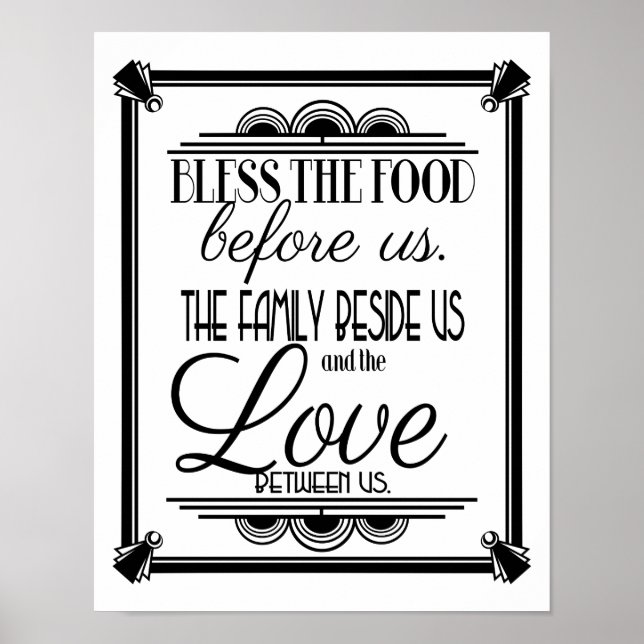 Art Deco BLESS THIS FOOD colour change B/G Poster (Front)