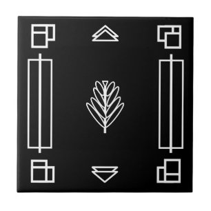 Art Deco Blocks in Black and White Ceramic Tile