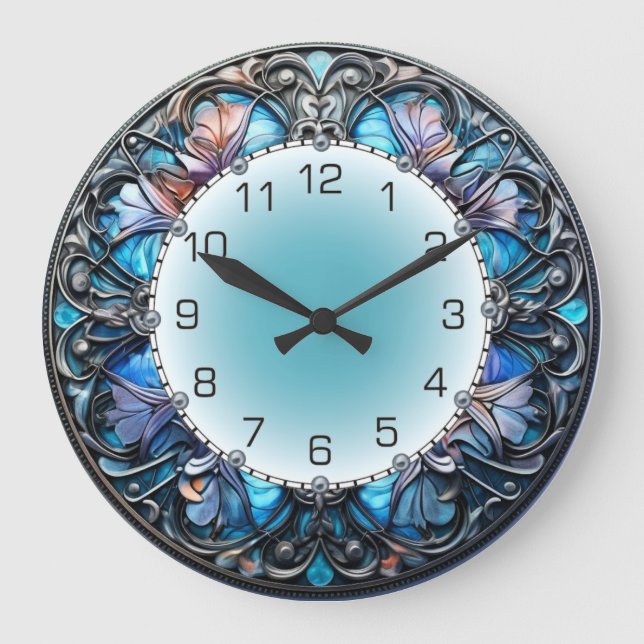 Art Deco Blue Large Clock (Front)
