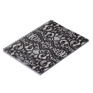Art Deco Bohemian Chic floral Gothic black lace Notebook