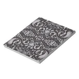 Art Deco Bohemian Chic floral Gothic black lace Notepad