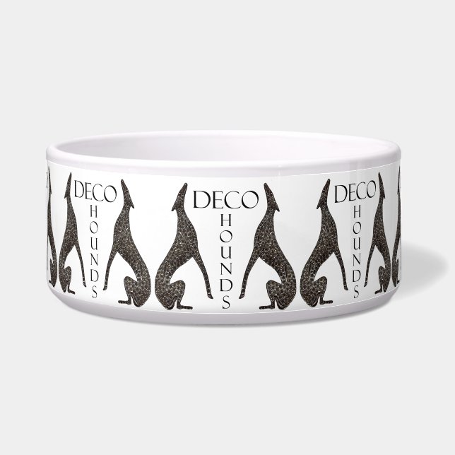 Art Deco Borzoi Ceramic Pet Bowl (Front)