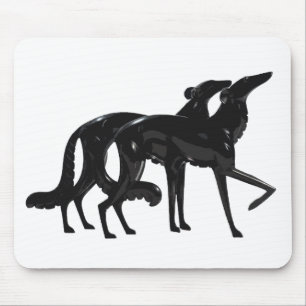 Art Deco Borzoi Duo Black Mouse Pad