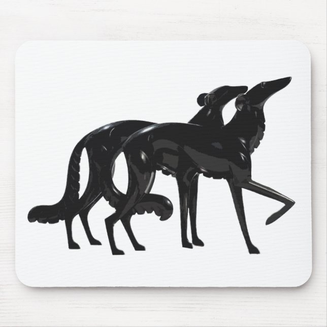 Art Deco Borzoi Duo Black Mouse Pad (Front)