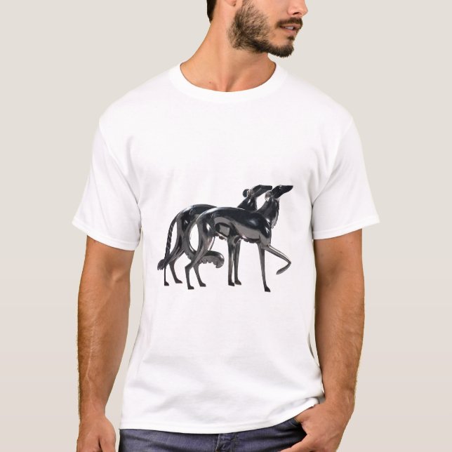 Art Deco Borzoi Duo Silver T-Shirt (Front)