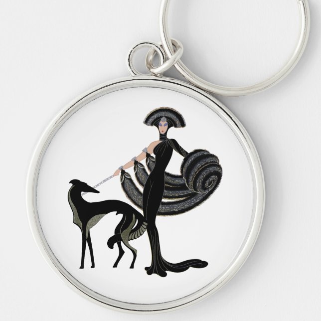 Art Deco Borzoi Key Ring (Front)