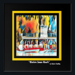 Art Deco Boston Swan Boats<br><div class="desc">Creatively designed colourful Boston Swan Boats on a black background using an applied art deco filter.
By celeste@khoncepts.com</div>