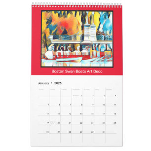 Art Deco Boston Swan Boats Calendar
