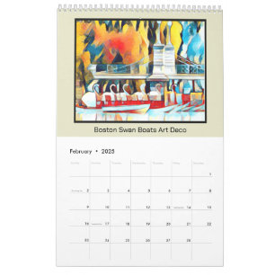 Art Deco Boston Swan Boats  Calendar