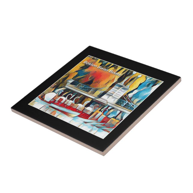 Art Deco Boston Swan Boats Ceramic Tile (Side)