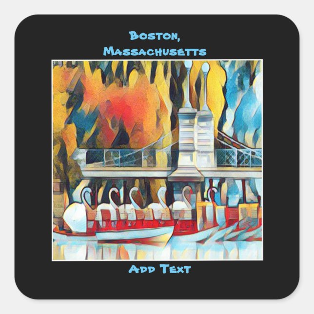 Art Deco Boston Swan Boats  Square Sticker (Front)