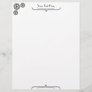Art Deco Brace and Three Flowers  Custom Letterhead