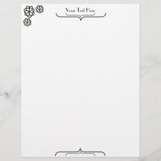 Art Deco Brace and Three Flowers Custom Letterhead