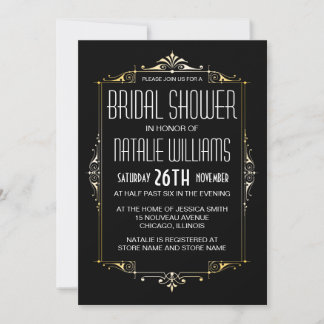 Art Deco Bridal Shower 20's Vintage Retro Invitati Invitation