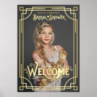 Art Deco Bridal Shower Add Your Photo Gold Welcome
