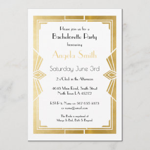 Art Deco Bridal Shower Bachelorette Party 1920's Invitation