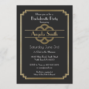 Art Deco Bridal Shower Bachelorette Party 1920s Invitation