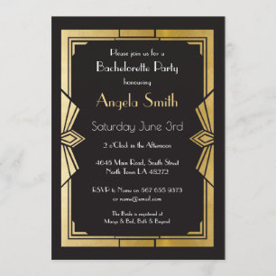 Art Deco Bridal Shower Bachelorette Party Gatsby Invitation