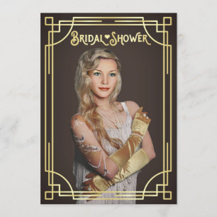 Art Deco Bridal Shower Gold Chocolate Your Photo Invitation