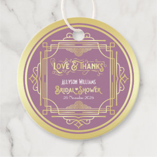 Art Deco Bridal Shower Gold Lilac Love & Thanks Favour Tags