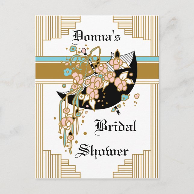 Art Deco Bridal Shower Invitation Postcard (Front)