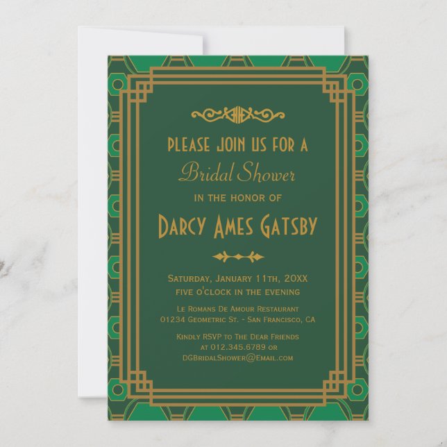 Art Deco Bridal Shower Invitations (Front)