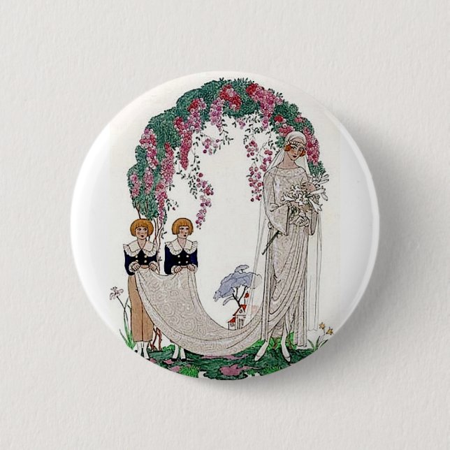 Art Deco Bride 6 Cm Round Badge (Front)