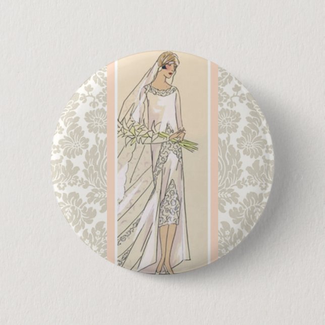Art Deco Bride 6 Cm Round Badge (Front)