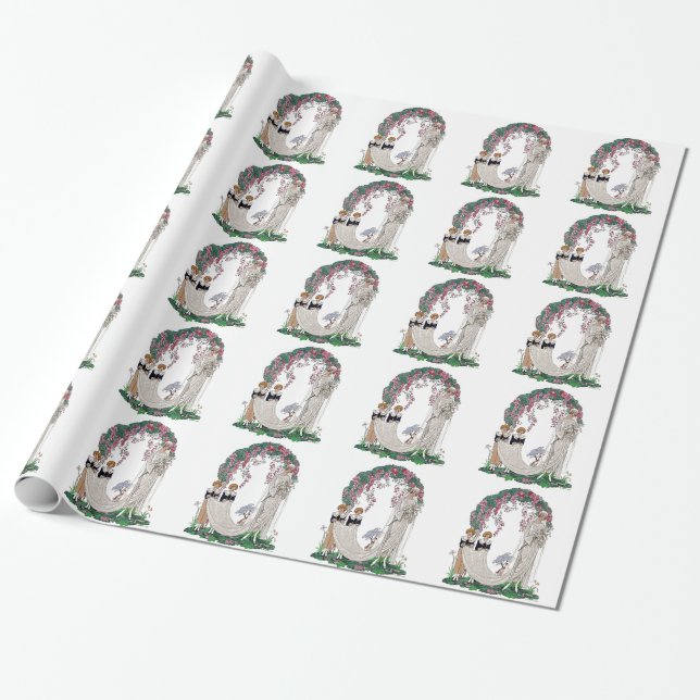 Art Deco bride and Attendants Wrapping Paper (Unrolled)