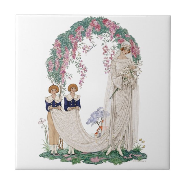 Art Deco Bride Ceramic Tile (Front)
