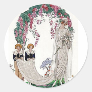 Art Deco Bride Classic Round Sticker