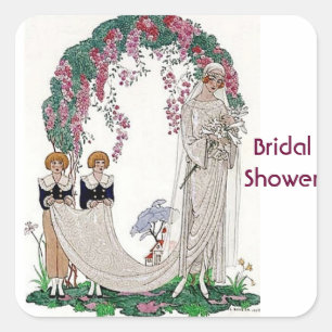 Art Deco Bride Square Sticker