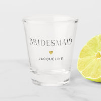 Art Deco Bridesmaid Gold Glitter Heart Name