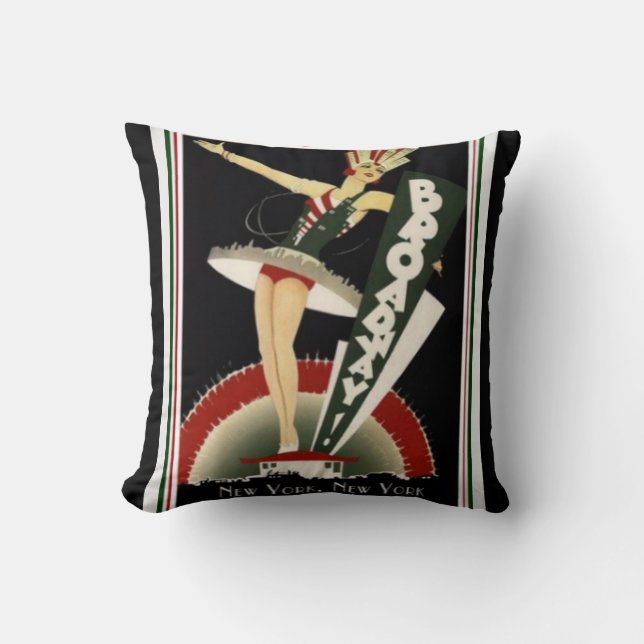 Art Deco Broadway New York Pillow (Front)