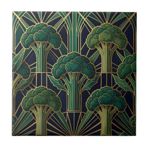 Art Deco Broccoli Pattern Ceramic Tile