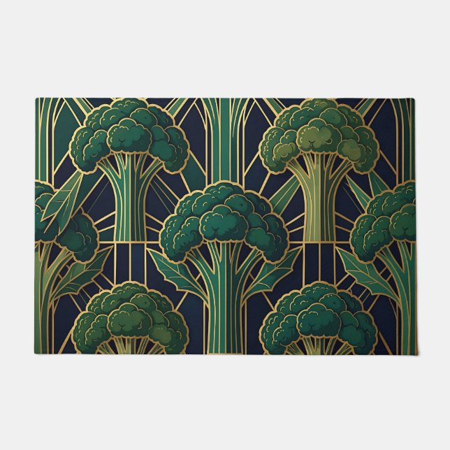 Art Deco Broccoli Pattern Doormat (Front)