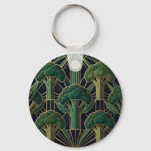 Art Deco Broccoli Pattern Key Ring