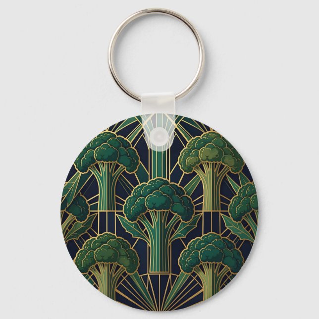 Art Deco Broccoli Pattern Key Ring (Front)