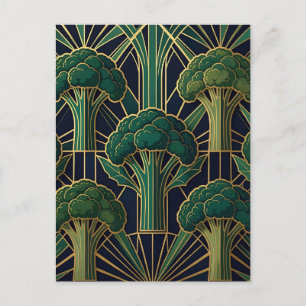 Art Deco Broccoli Pattern Postcard