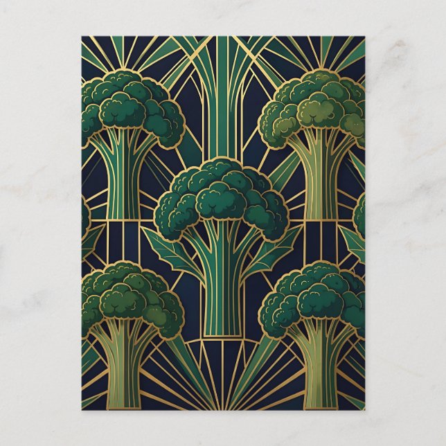 Art Deco Broccoli Pattern Postcard (Front)