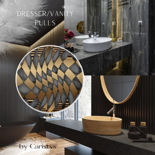 Art Deco Bronze Black Ceramic Knob