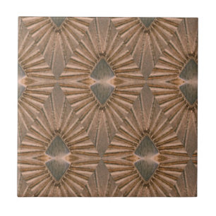Art Deco Bronze Diamond Pattern Ceramic Tile