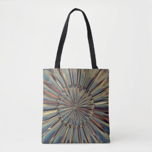 Art deco bronze metallic flower medallion tote bag