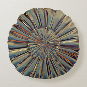 Art deco bronze metallic look gold fan shell round cushion