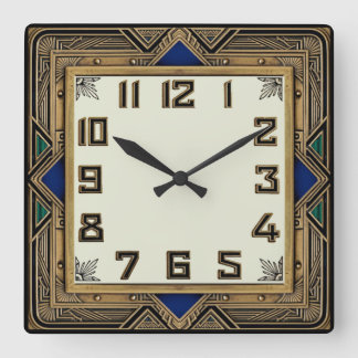 Art Deco Bronze Square Wall Clock