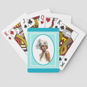 Art Deco Brown Girl Flapper Playing Cards