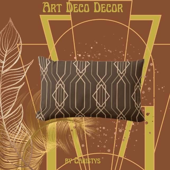 Art Deco Brown & Gold  Lumbar Cushion (Creator Uploaded)